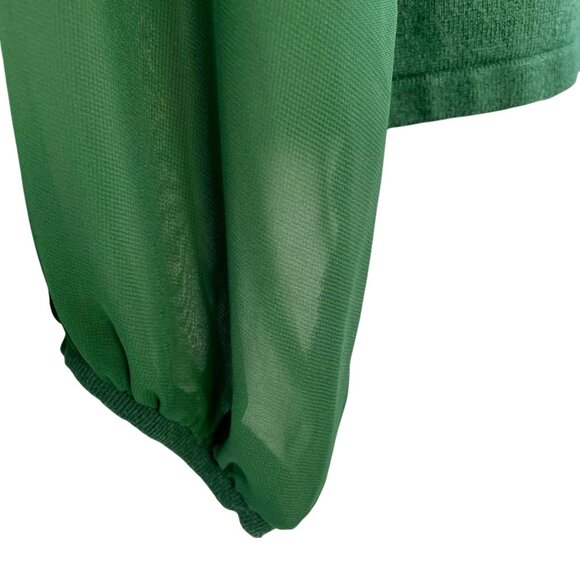 Loft Cotton Blend Sheer Sleeve Sweater Pine Green Sz Large Lightweight Fairycore - Picture 11 of 15